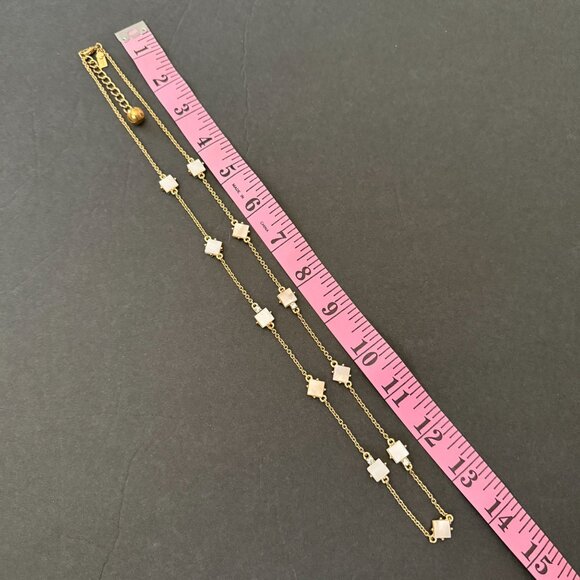 Kate Spade Gold-Tone Mother Of Pearl Necklace Crystal Accents Adjustable Chain - Picture 5 of 16